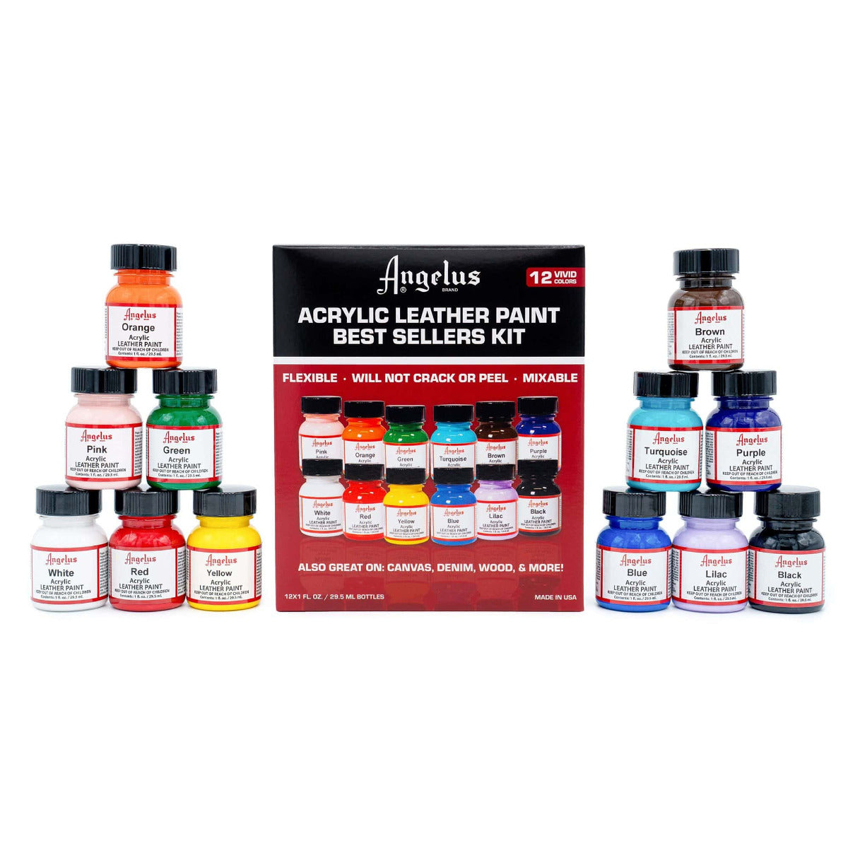 Peintures acryliques pour Cuir Angelus - Kit Meilleures Ventes
