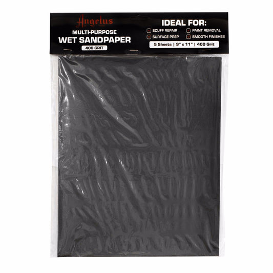 Papier abrasif polyvalent Angelus pour ponçage à l'eau, grain 400, 5 feuilles
