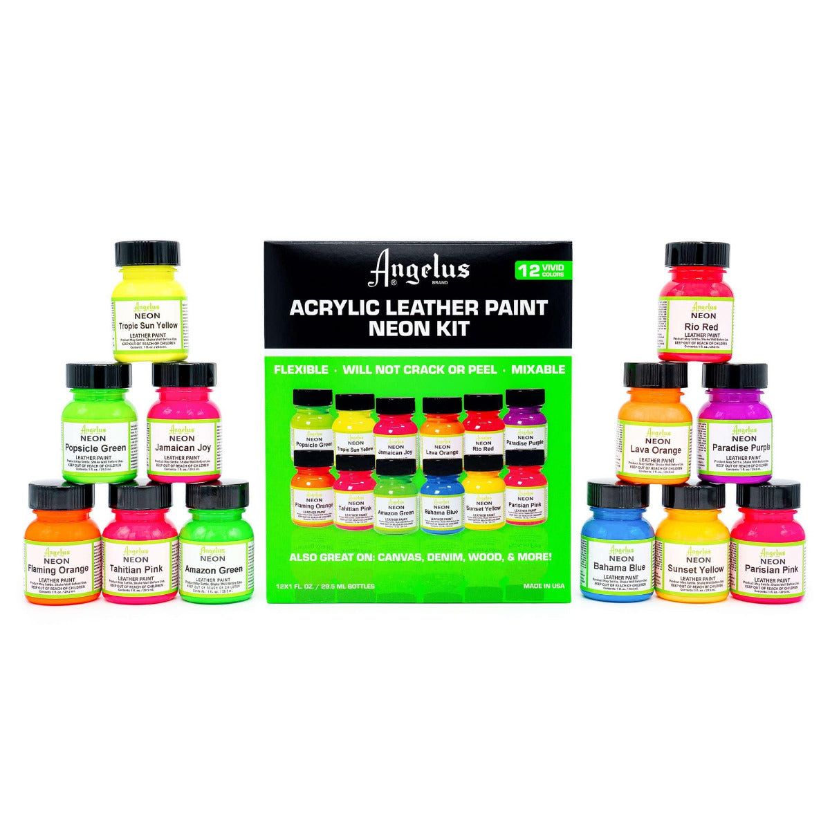 Kit de peinture Néon Angelus - 12 couleurs